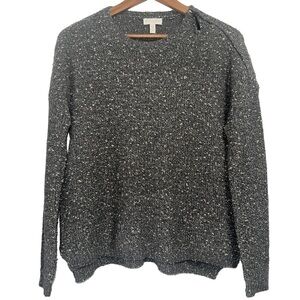 The White Company London gray gold metallic knife crew neck loose fit sweater